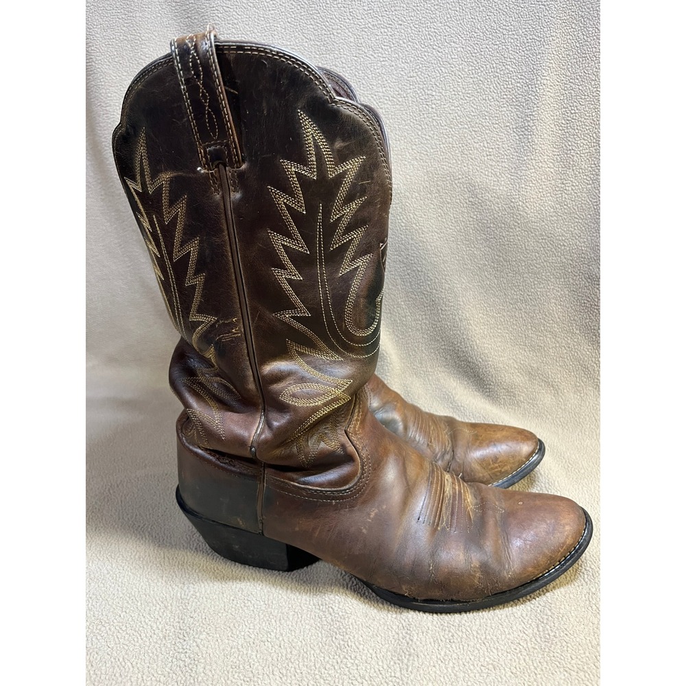 Ariat Heritage Brown Leather Western Cowboy Boots Mens Round‎ Toe - Picture 6 of 16